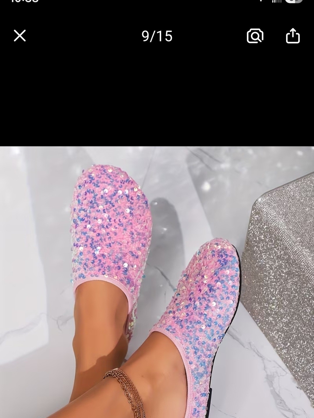 Sparkling Pink Sequin Ballet Slippers for Women
